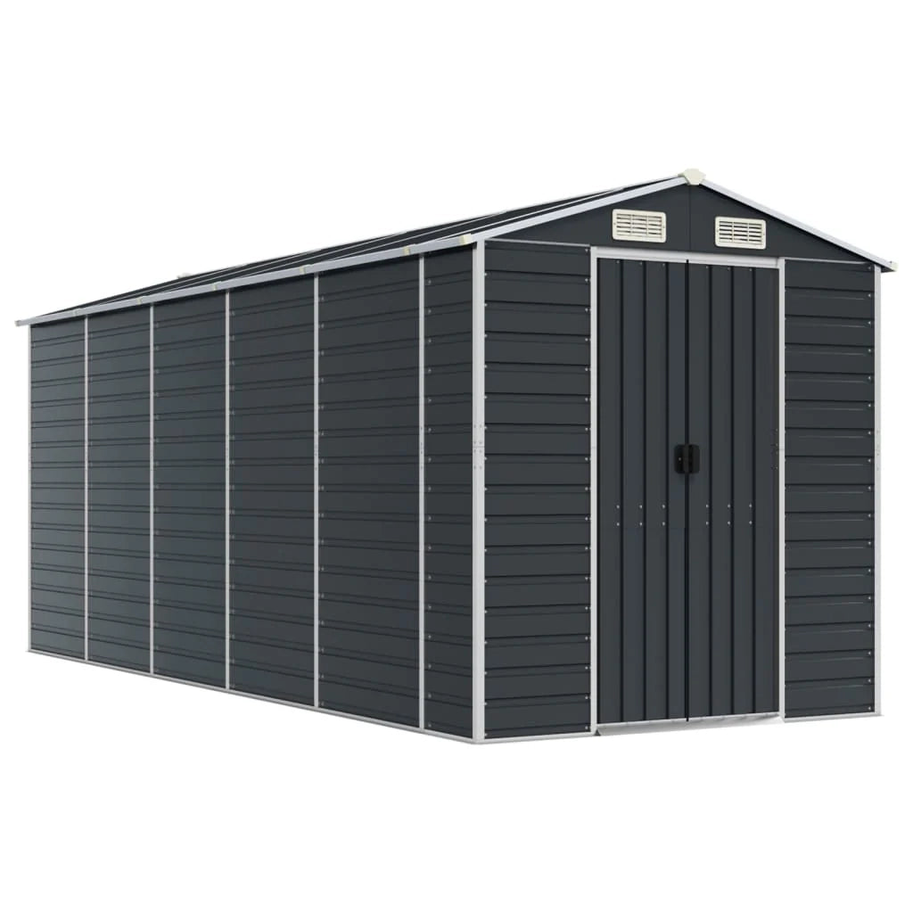 Casetta da giardino cabina ripostiglio casetta da esterno robusta casetta per attrezzi 191 x 470 x 198 cm acciaio zincato antracite 02_0022187