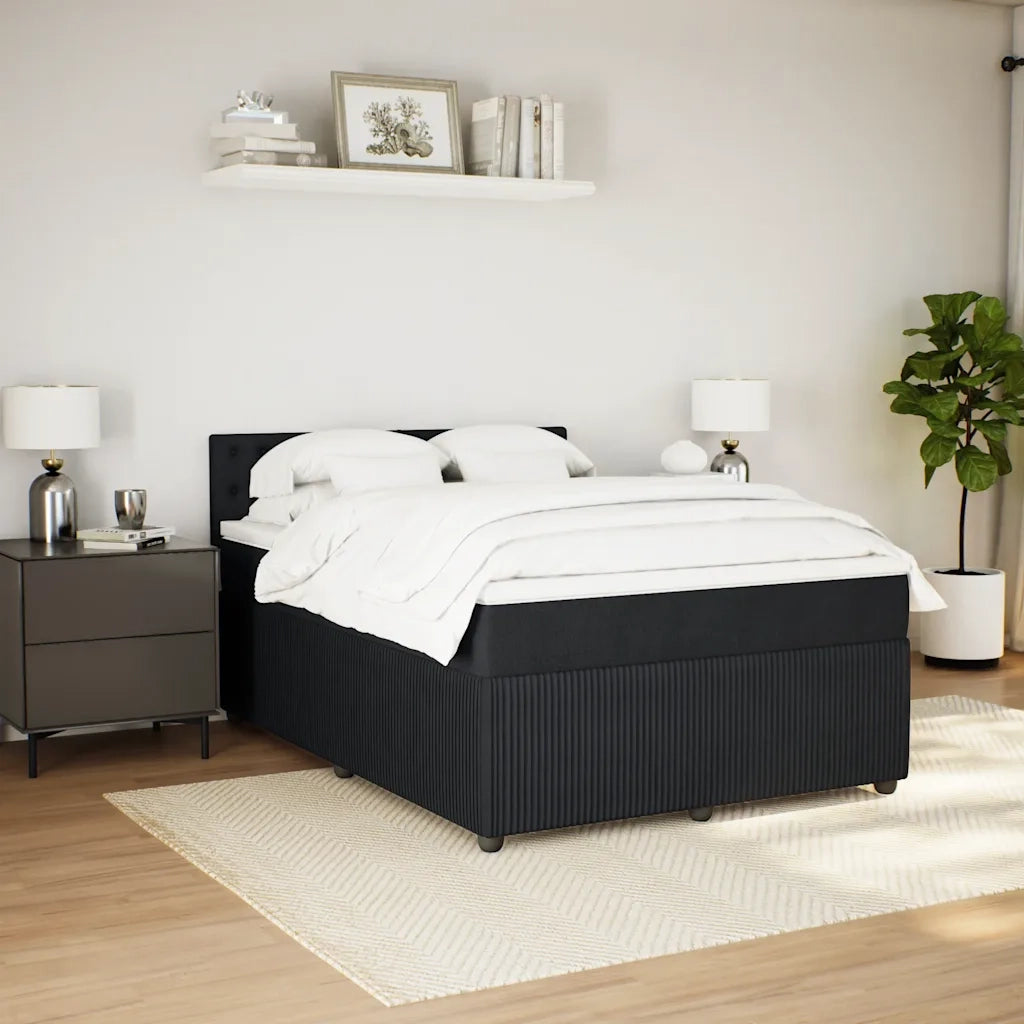 Giroletto a Molle con Materasso Nero 160x200 cm in Velluto