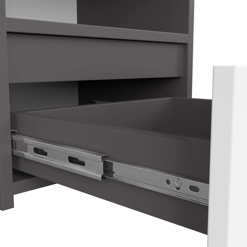Comodino AKORD CL1 Grigia Grafite 40 cm 1 cassetto inserto frontale Bianco 40x35x40 cm