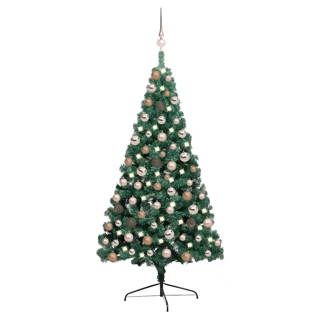 Set Albero Natale Artificiale a MetÃ  LED e Palline Verde 120cm  cod mxl 17100