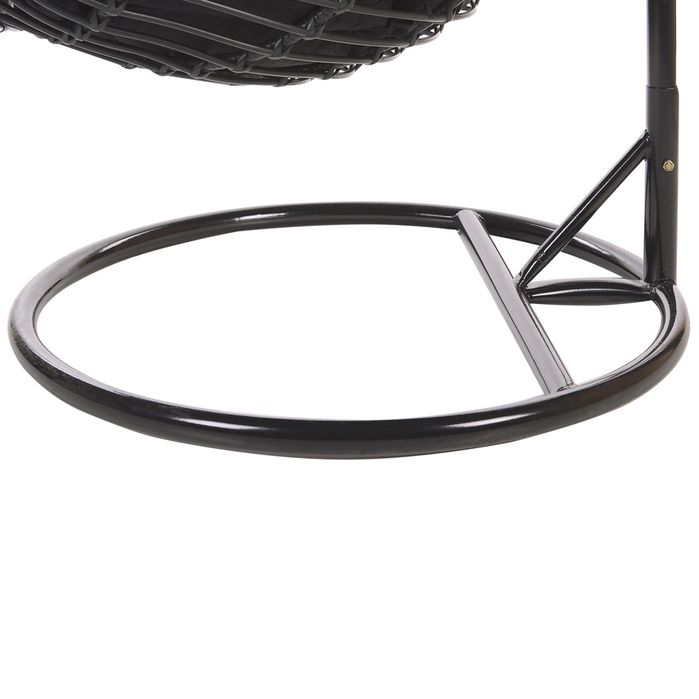 Sedia sospesa poltrona pensile in rattan Nero con struttura in metallo per interni ed esterni a forma di uovo moderna Boho
