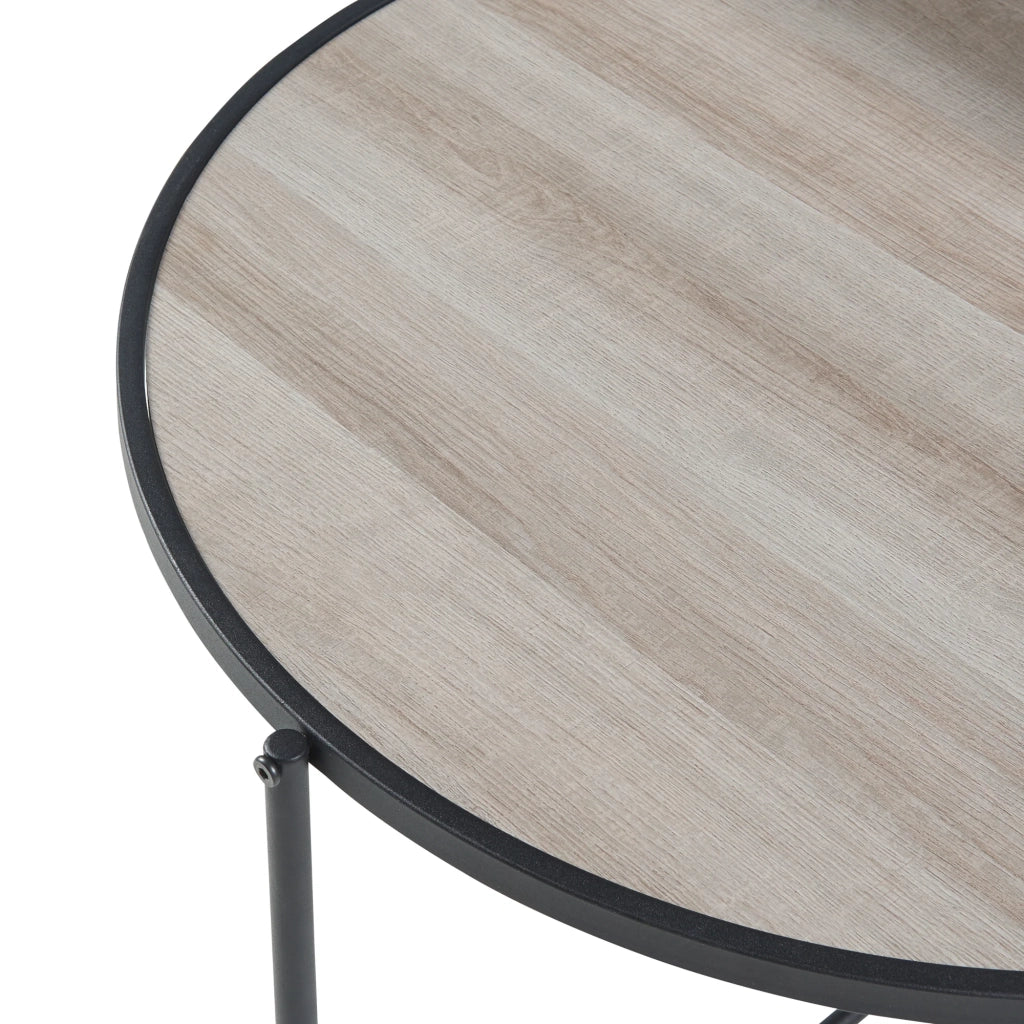 Tavolino rotondo con ripiano in metallo 68 x 62 cm MDF grigio 03_0010953