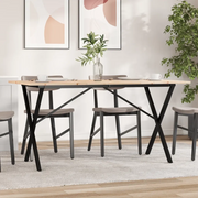Tavolo da Pranzo Telaio a X 140x80x75 cm Legno Pino e Acciaio