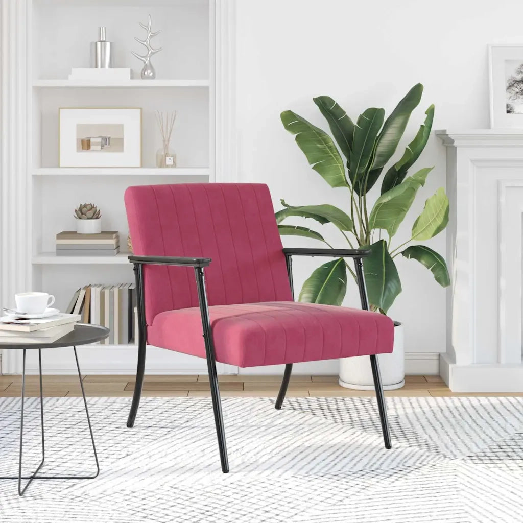 Poltrona | Sedia Relax Rosso Vino 59 x 75 x 78 cm Velluto