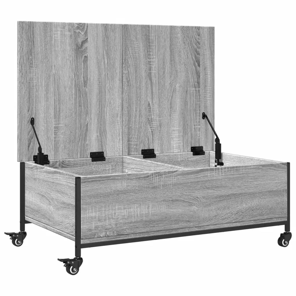 Tavolino da salotto | Tavolino da caff¨¨ | Tavolino da Soggiorno con Ruote Grigio Sonoma 91x55x34 cm Legno Multistrato