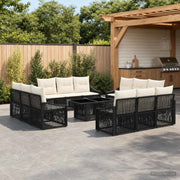 Set Divano da Giardino 13 pz Nero e Bianco Crema polyrattan 3437224