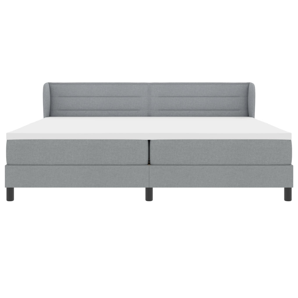 Letto Box Spring con Materasso Grigio Chiaro 200x200 cm in Tessuto