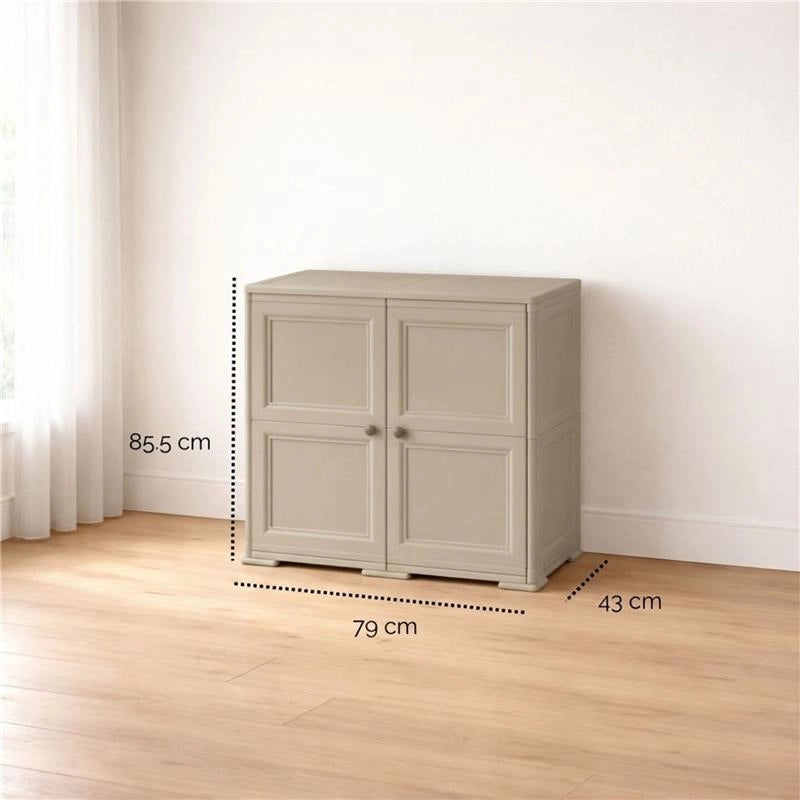 MOBILE MULTIUSO 2 ANTE TALPA 79X43X85,5 CM CON 2 MODULI E 4 TASCHE LATERALI – ARMADIO ORGANIZZATORE CON RIPIANI E ANTE LISCE PER CASA