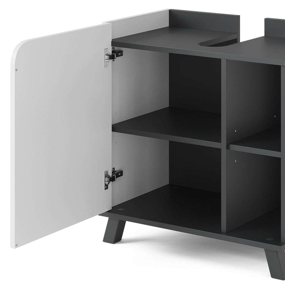 Vicco Mobiletto per lavabo Antracite/bianco 60 x 65 cm con porta e vani aperti