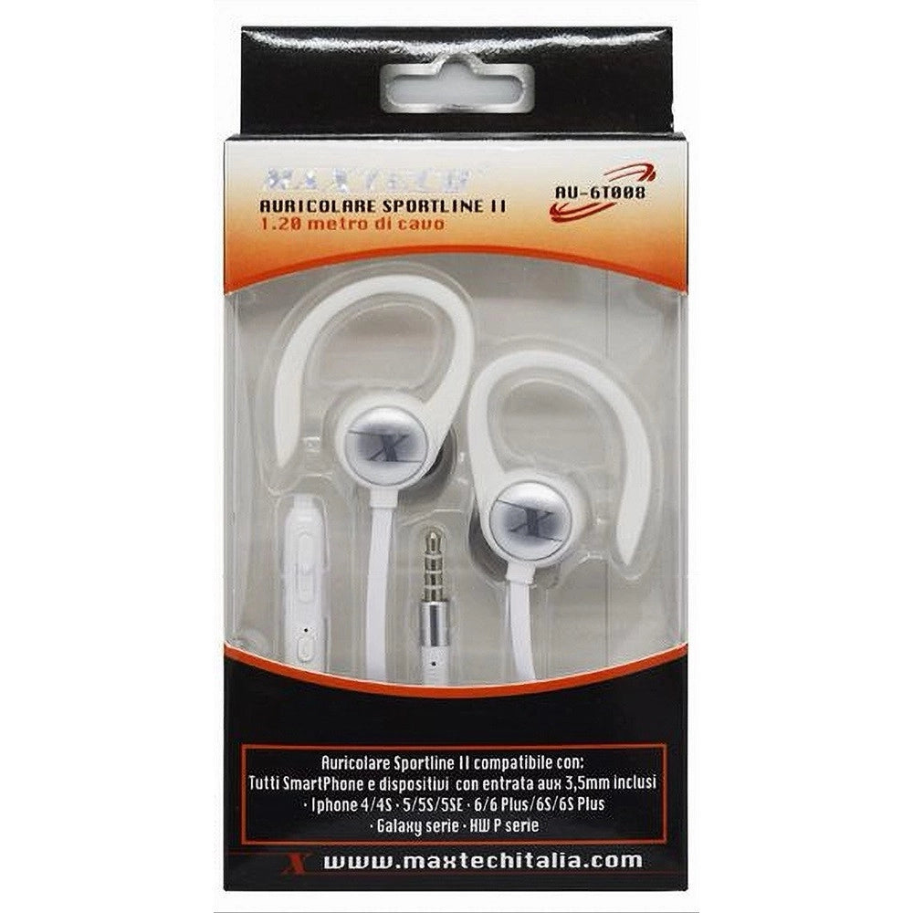 Trade Shop - Auricolari Maxtech Cuffie Con Microfono Orecchio Smartphone Portatili  Au-6t008 -
