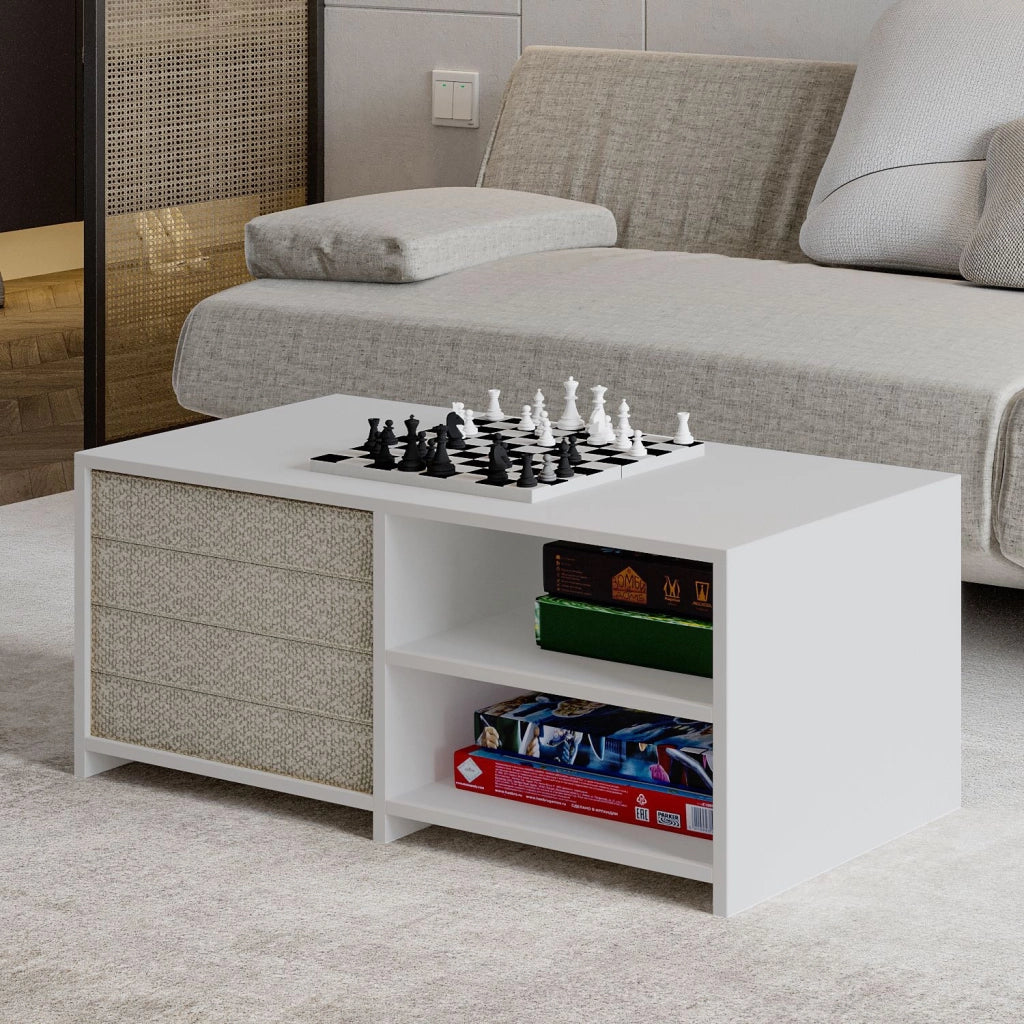 Tavolino in legno "Gord" - 90 x 45 x 44 cm - Bianco