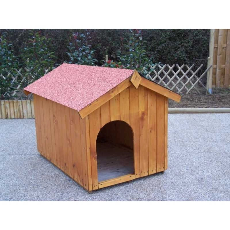 Cuccia da esterno per cani in legno 80x120 cm – tetto guaina ardesiata – spessore pareti 16 mm – NC0812.01 Foresta