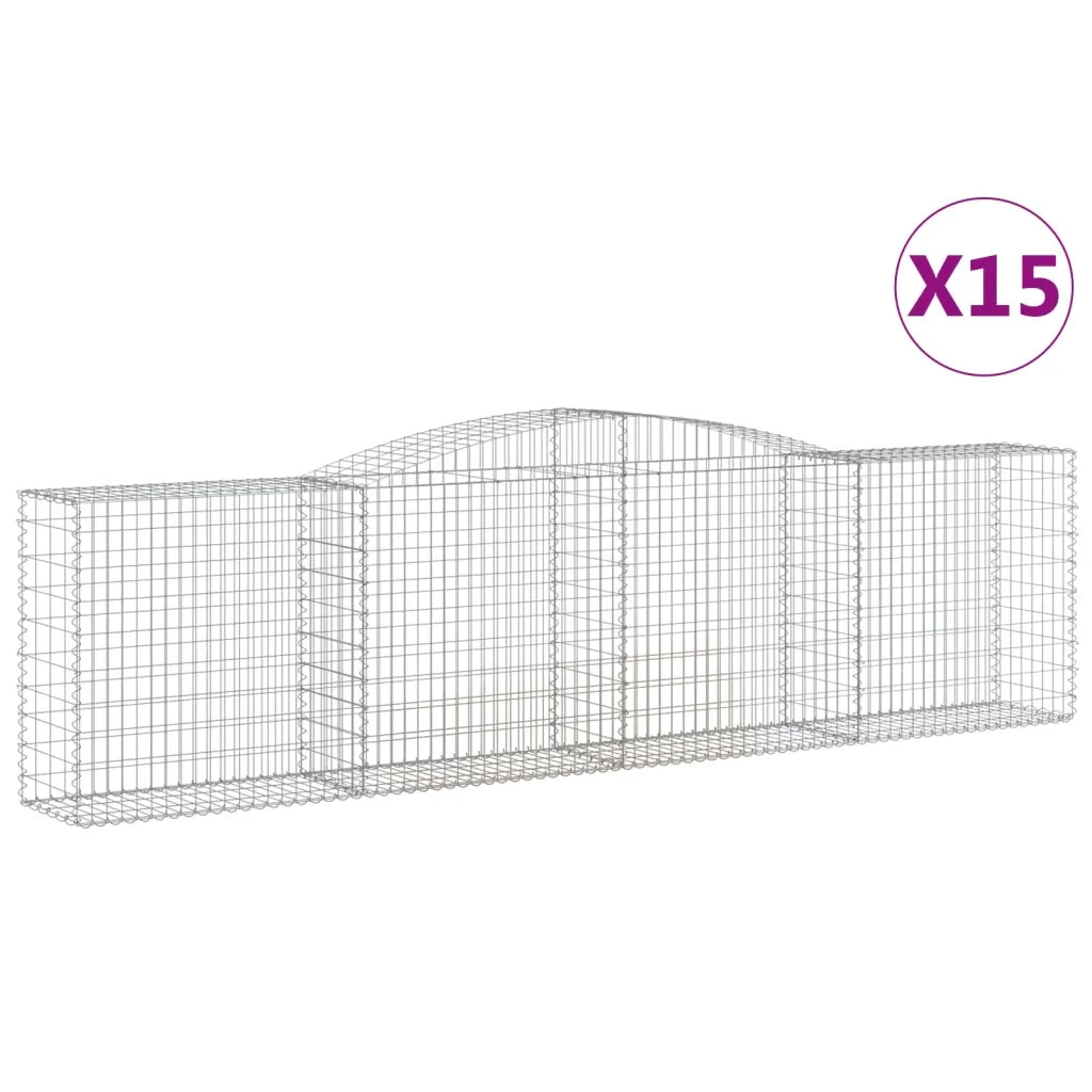 Cesti Gabbioni ad Arco 15 pz 400x50x100/120 cm Ferro Zincato 3147005