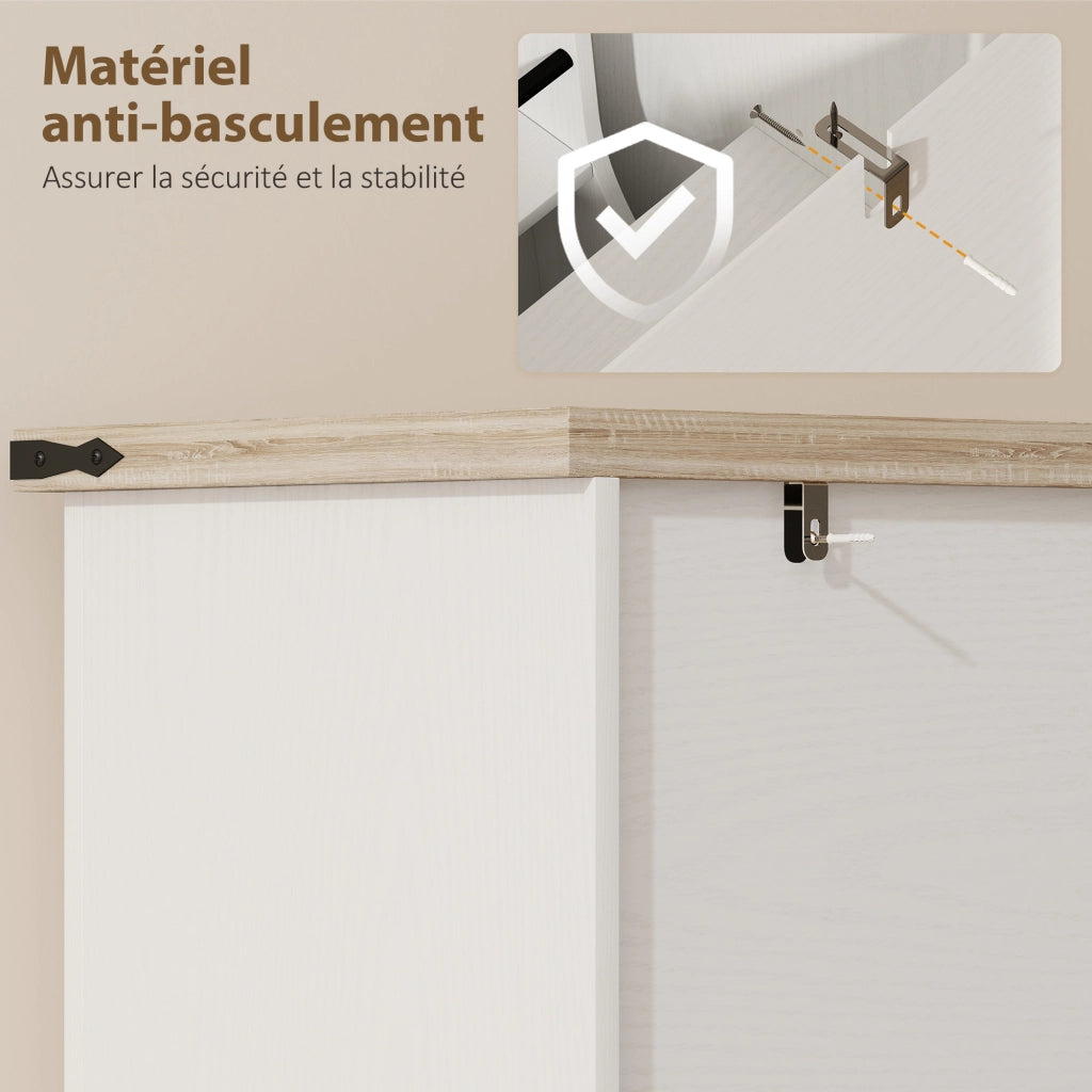 Credenza cucina con 4 ante e 6 portaspezie ¨C Xylo ¨C 76,3x40x136 cm bianco