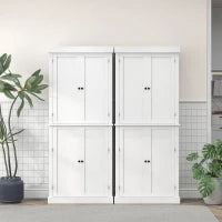 Mobile Cucina Alto con 6 Ripiani Regolabili e 2 Ante in Legno, 76x40.5x184 cm, Bianco