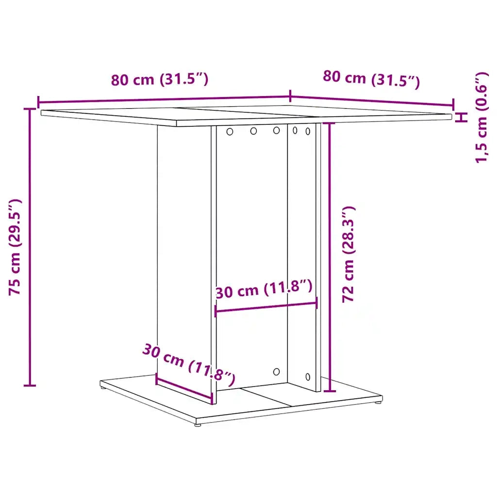 Tavolo da Pranzo Rovere Nero 80x80x75 cm Legno Multistrato