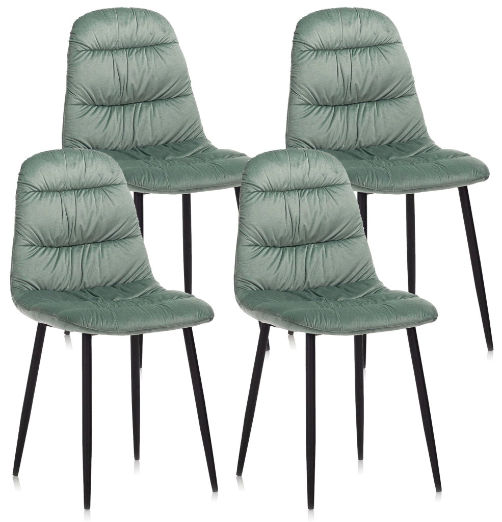Set 4 Sedie 44x40x90 cm in Velluto Acquamarina