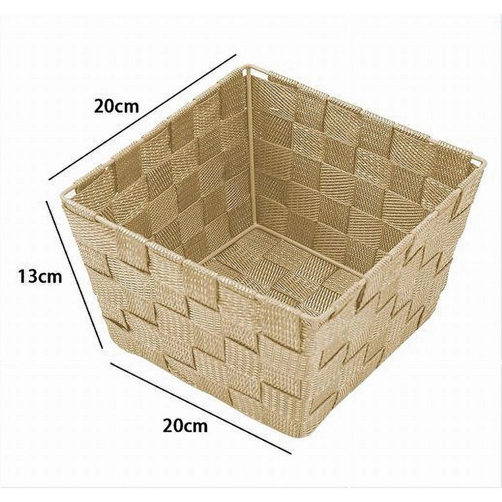 Trade Shop - Porta Oggetti In Tessuto Multiuso Organizer Bagno Cucina Beige 20x20x13 Cm 79122 -