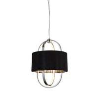 Lampadario Contemporaneo Madrid Acciaio Cromo Tessuto Nero Led 20W 3000K