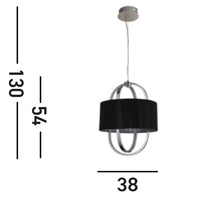 Lampadario Contemporaneo Madrid Acciaio Cromo Tessuto Nero Led 20W 3000K