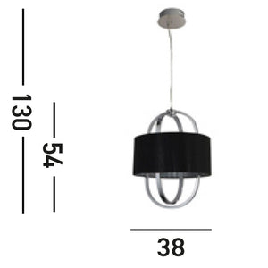 Lampadario Contemporaneo Madrid Acciaio Cromo Tessuto Nero Led 20W 3000K