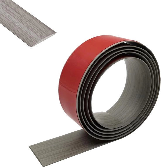 Profilo di transizione autoadesivo, 1,5m x 4cm strisce di transizione, profili di transizione autoadesivi, strisce di copertura del pavimento, per piastrelle, pavimenti in legno e copertura del pavimento, finitura in legno grigia.