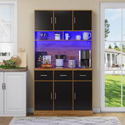 Mobile buffet cucina 100 x 40 x 180 cm con LED, prese USB, cassetti e ripiani regolabili