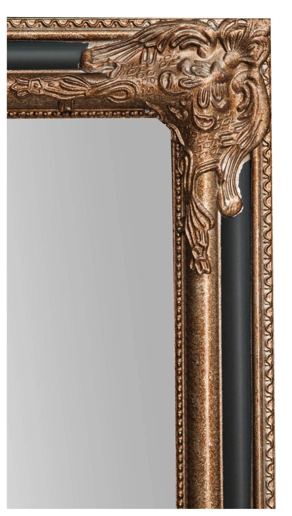 Biscottini Specchiera da terra L40xPR4xH170 cm finitura argento e nero anticato. struttura
