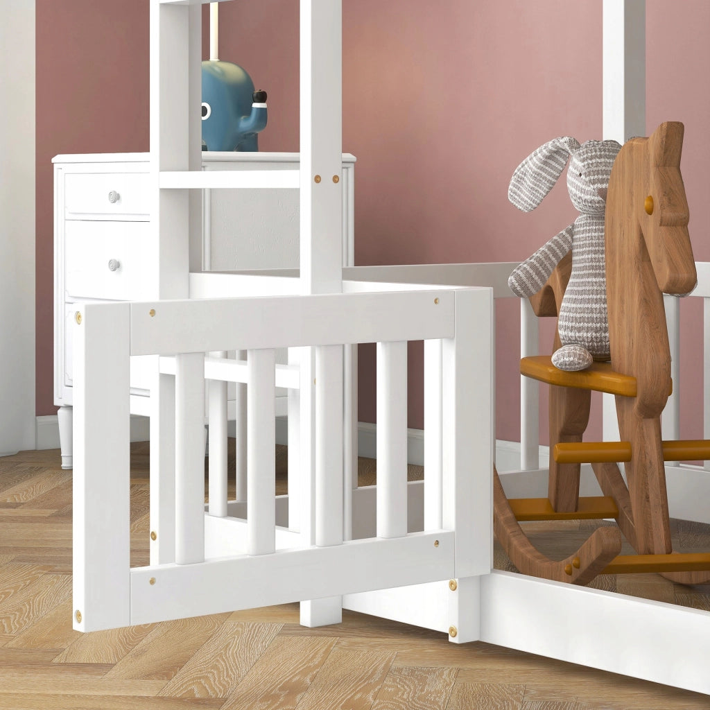 Letto a castello 90x200cm bianco con scala - Xylo