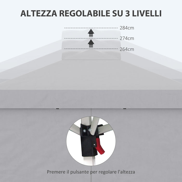 Gazebo da Giardino 297x297x284 cm con Altezza Regolabile su 3 Livelli e Finestre Grigio Chiaro
