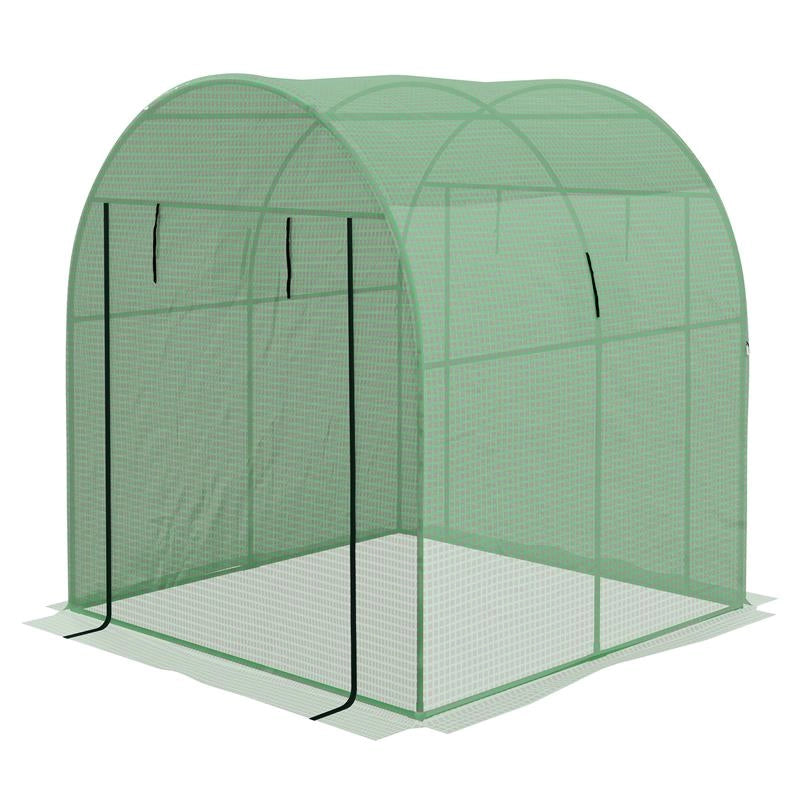 SERRA A TUNNEL PER ORTO 1.8X1.8X2M IN ACCIAIO E PE ANTI UV CON PORTE AVVOLGIBILI E FINESTRE, VERDE