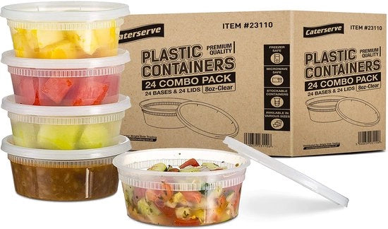Set di contenitori alimentari in plastica con coperchi - 24 piccoli contenitori per la preparazione dei pasti - Contenitori per la preparazione dei pasti impermeabili - Riciclabili e resistenti al lavastoviglie - Resistenti al microonde e al congelatore.