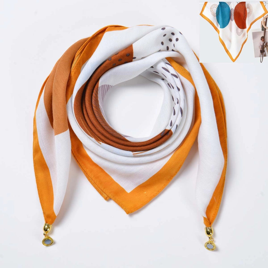 Sciarpa quadrata in cotone e lino/sciarpa di seta da donna con chiusura magnetica, versatile per la primavera e l'autunno, scaldacollo/sciarpa triangolare/sciarpa autunnale.