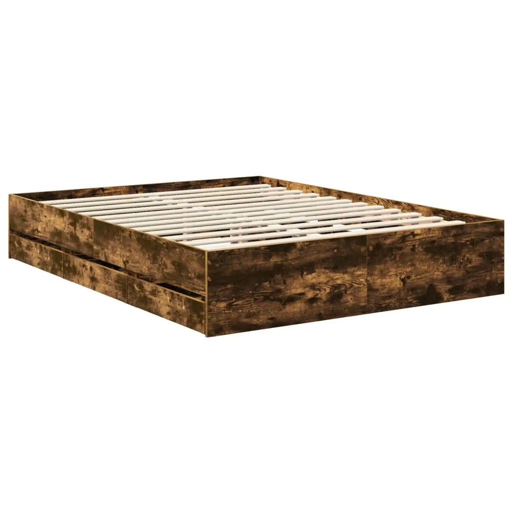 Struttura del letto con cassetto Rovere fumé 150 x 200 cm 3407974