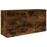Mobiletto da bagno a parete pratico e multifunzionale 80 x 25 x 40 cm realizzato in legno composito finitura rovere affumicato 02_0051281