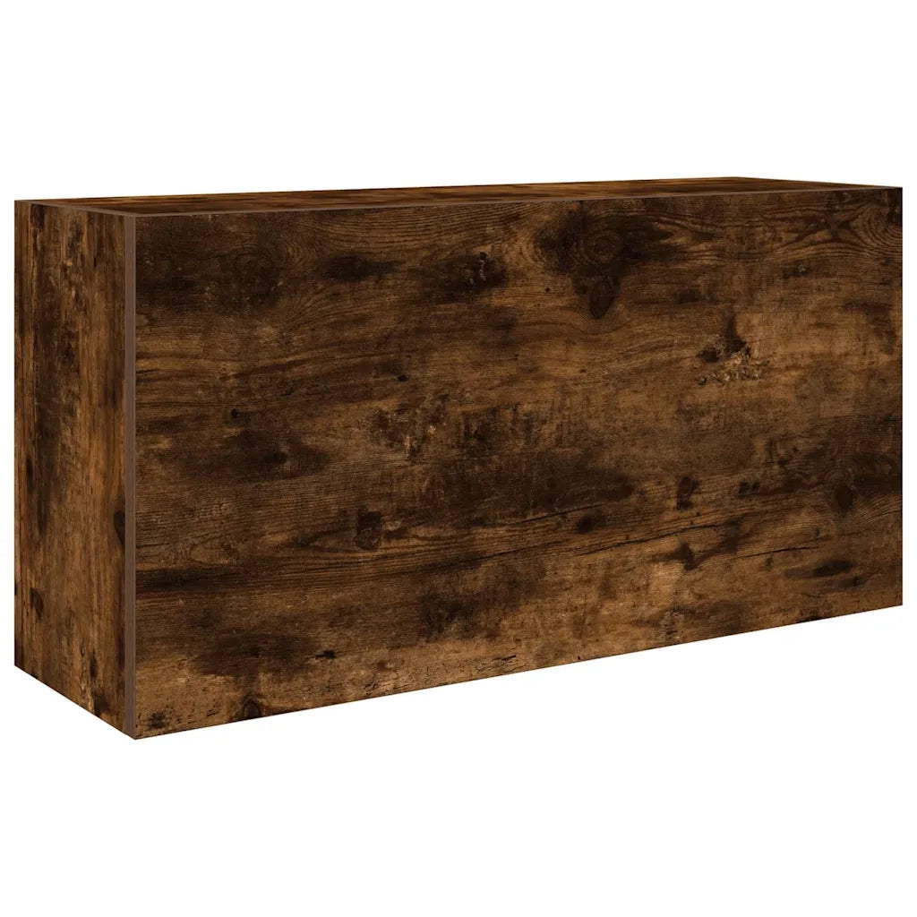 Mobiletto da bagno a parete pratico e multifunzionale 80 x 25 x 40 cm realizzato in legno composito finitura rovere affumicato 02_0051281