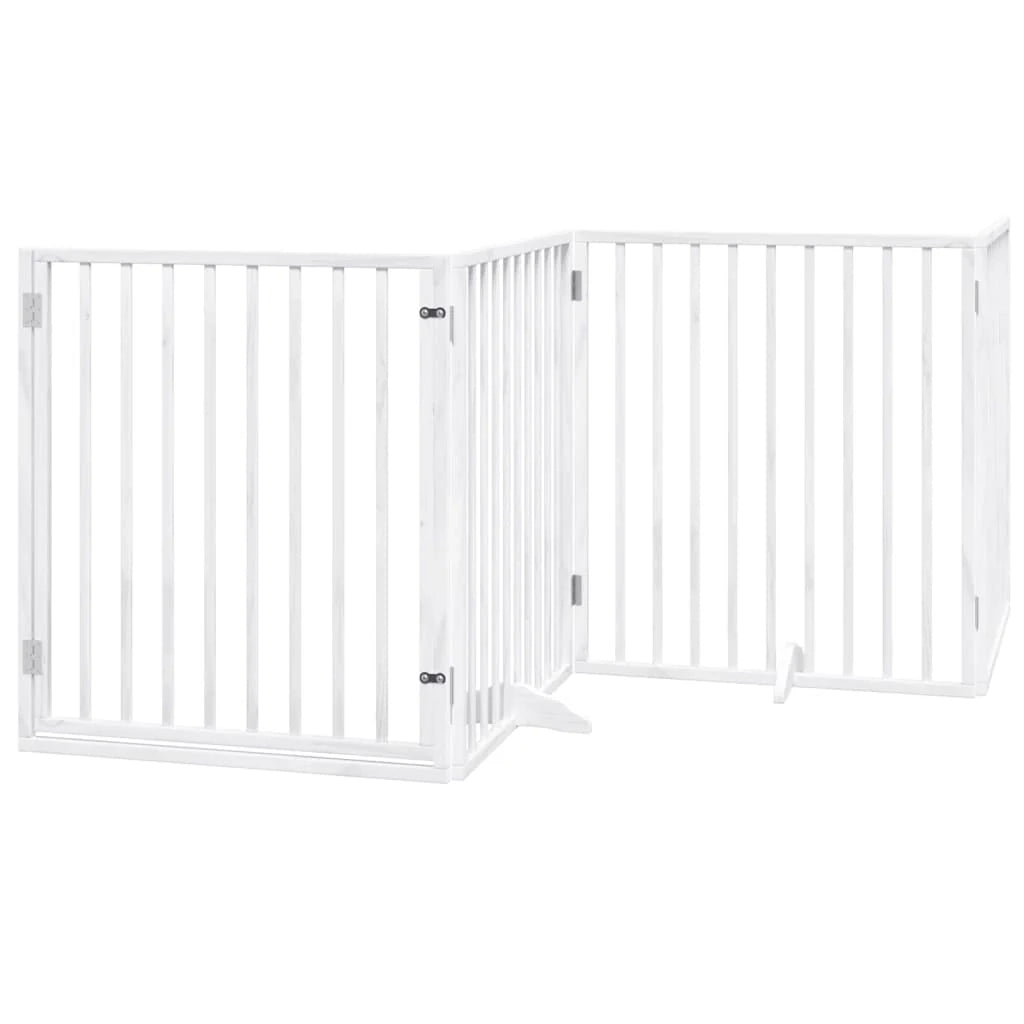 Cancelletto di sicurezza per animali domestici porta pieghevole 10 pannelli legno di pioppo bianco 02_0023096