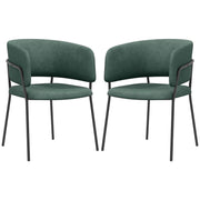 SET 2 SEDIE PER CUCINA IMBOTTITE, IN TESSUTO EFFETTO VELLUTO E ACCIAIO, 57X53X73 CM, VERDE