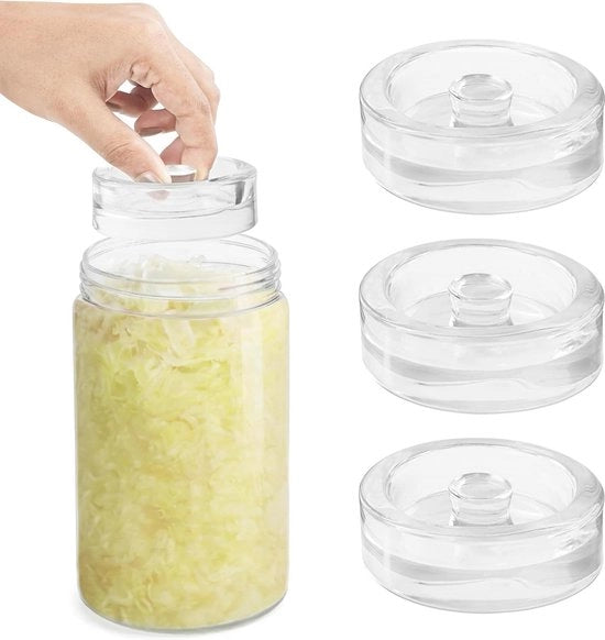 Set di pesi per fermentazione (4 pezzi) - Kit di fermentazione per contenitori per conserva a fondo piatto con maniglia facile da afferrare - Vetro sicuro per alimenti - Set di avvio per fermentazione - Tema invernale.