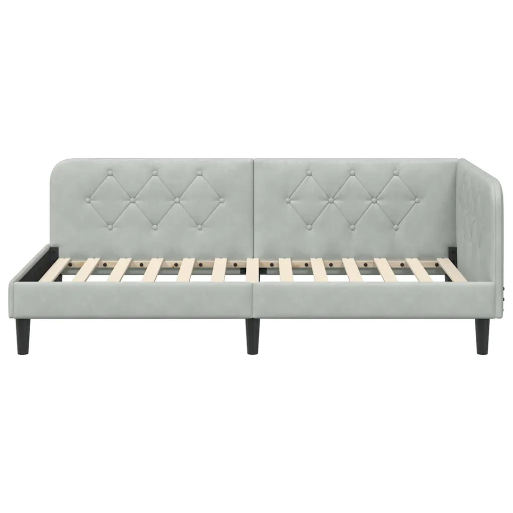 Cornice del letto ad angolo Grigio chiaro 90 x 200 cm Velluto 42016606