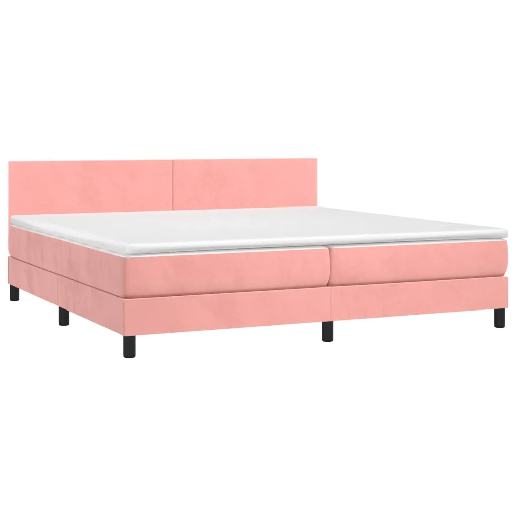 Giroletto a Molle con Materasso Rosa 200x200 cm in Velluto 3141208