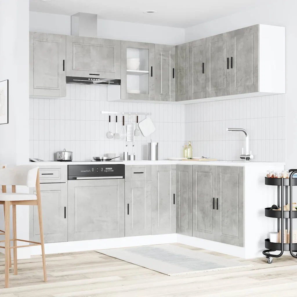 Set Mobili da Cucina 11 pz Porto Grigio Cemento in Truciolato 3314965