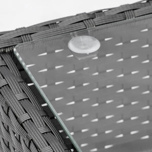 Set Salotto da Giardino Divano 2 Poltrone e Tavolino Nero