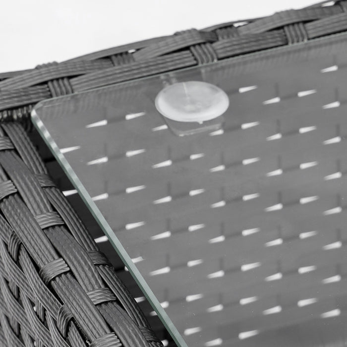 Set Salotto da Giardino Divano 2 Poltrone e Tavolino Nero