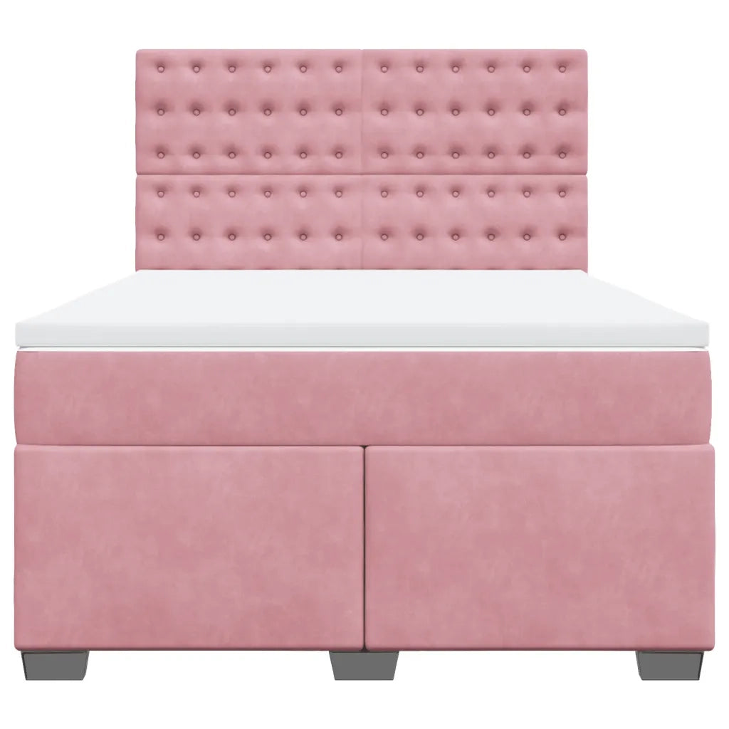 Giroletto a Molle con Materasso Rosa 140x190 cm in Velluto