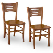 Set 2 sedie Amelia in legno di faggio finitura noce con seduta in legno massello
