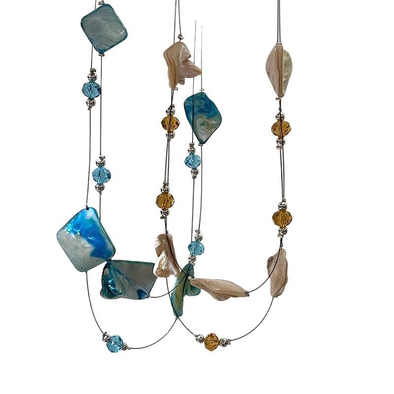 Collana di perline di conchiglia di cristallo dalla forma irregolare