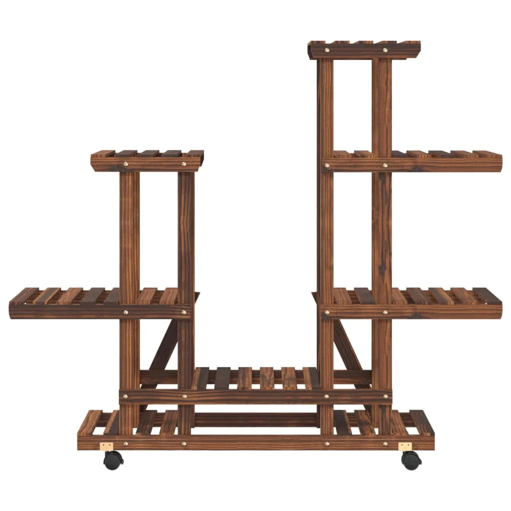 Portafiori/armadietto porta piante con ruote 95 x 25 x 101 cm legno massello di abete marrone 02_0045231