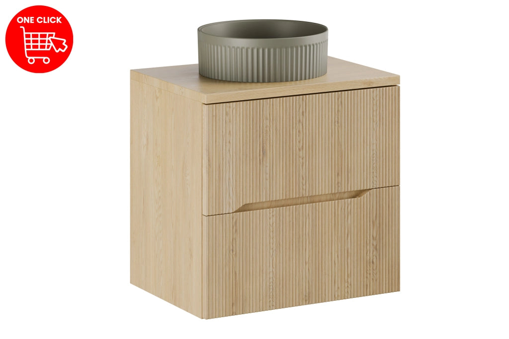 Set mobili bagno 60 cm con piano e lavabo da appoggio Beyond Nordic Cremona 60 cm