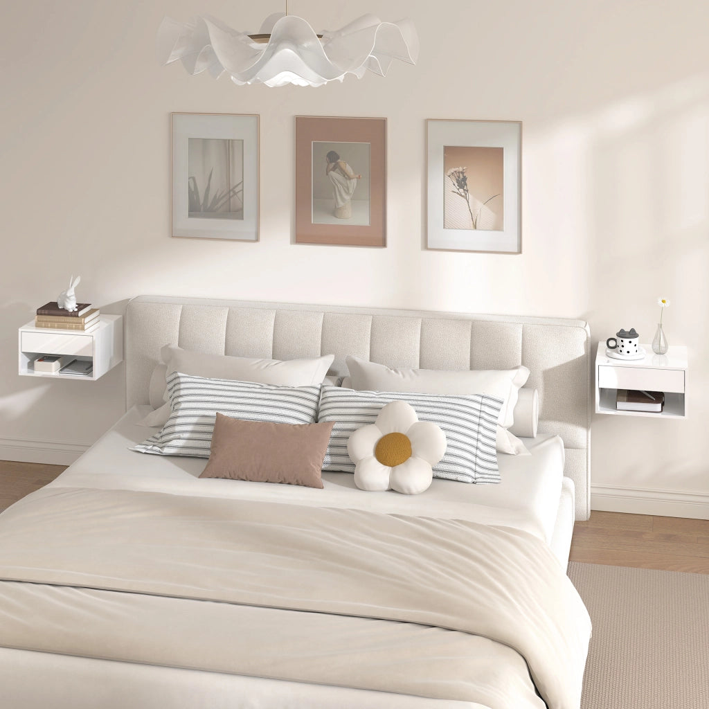 Comodini da parete ¨C zephmum ¨C 2 pezzi, bianco, 37x32x21 cm
